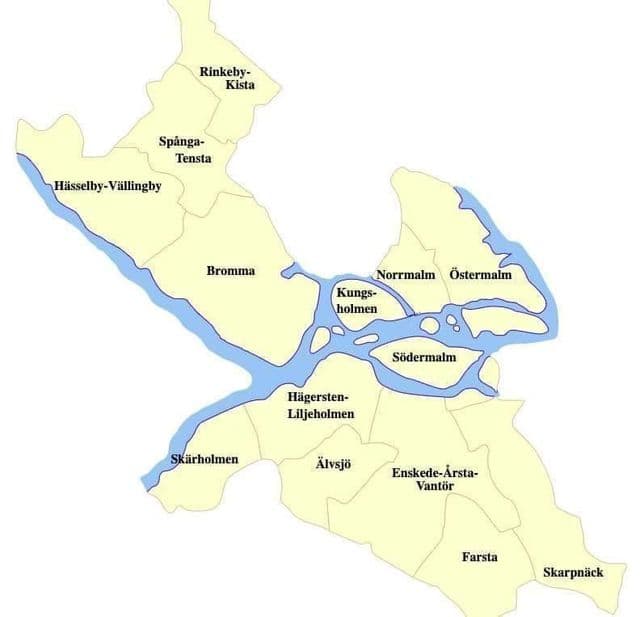 Mapa do distrito de Estocolmo