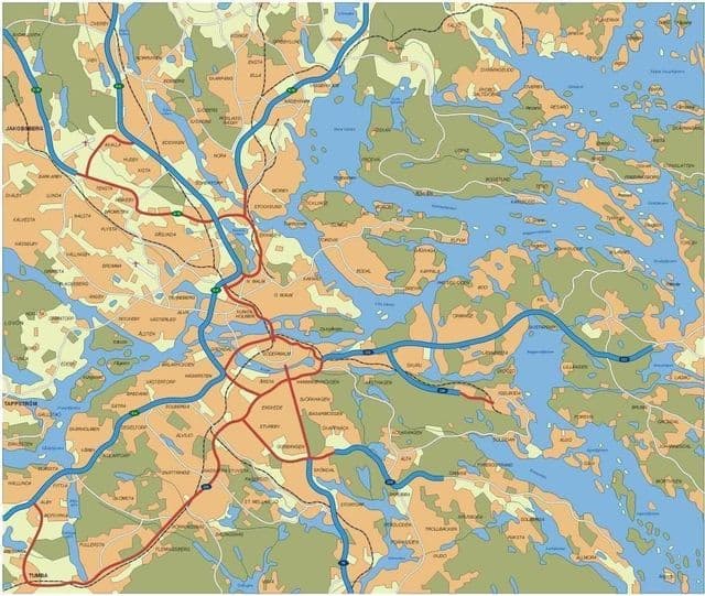 Mapa rodoviário de Estocolmo