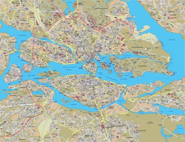 Mapa das ruas de Estocolmo