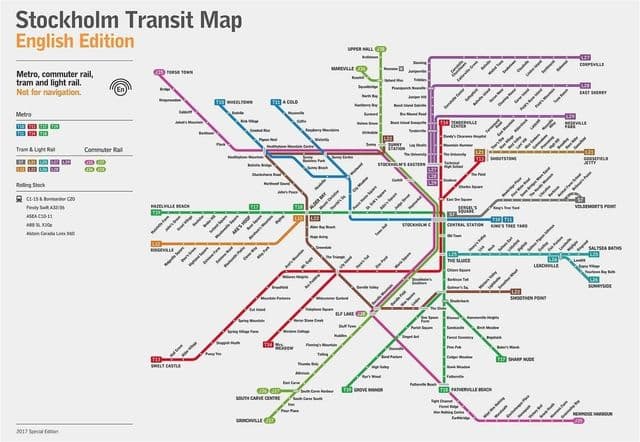 Mapa da estação de metrô de Estocolmo