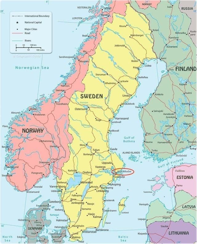 Estocolmo no mapa da Suécia