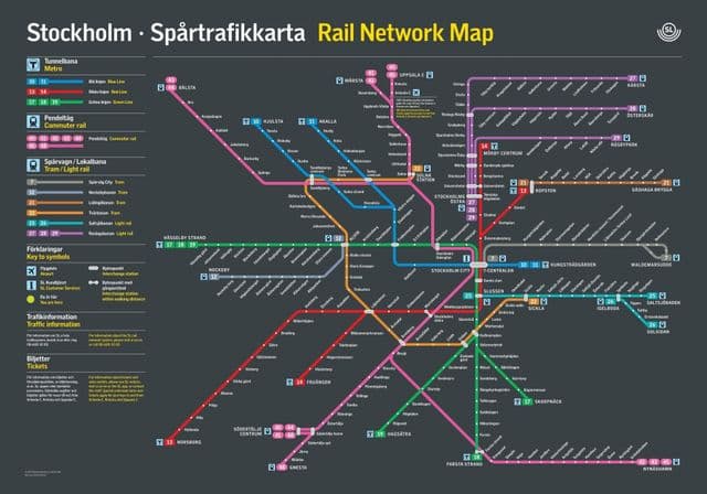Mapa das estações ferroviárias de Estocolmo